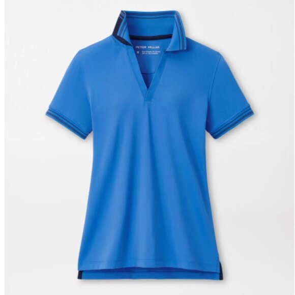 NWT Peter Millar Betty Drop V Polo Abaco Blue Navy UPF 50+ Sun Protection XL - Picture 1 of 8